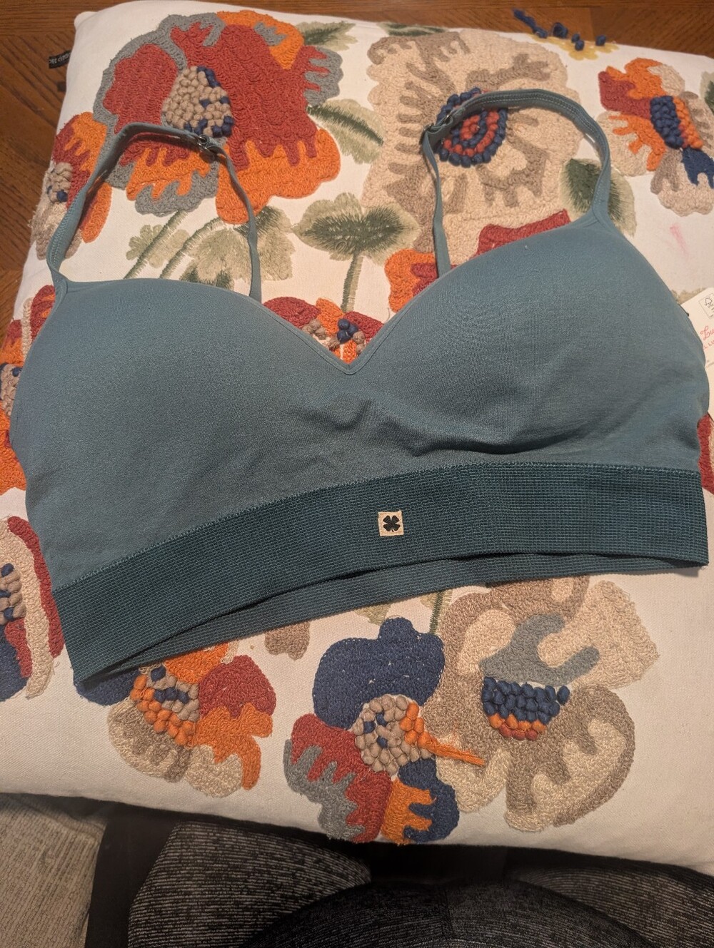 NWT‎ Lucky Brand Seamless Teal Bralette with Removable Pads Size XL